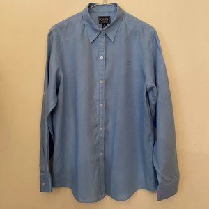 Chaps Women's Button Down Shirt 100% Linen, Blue L